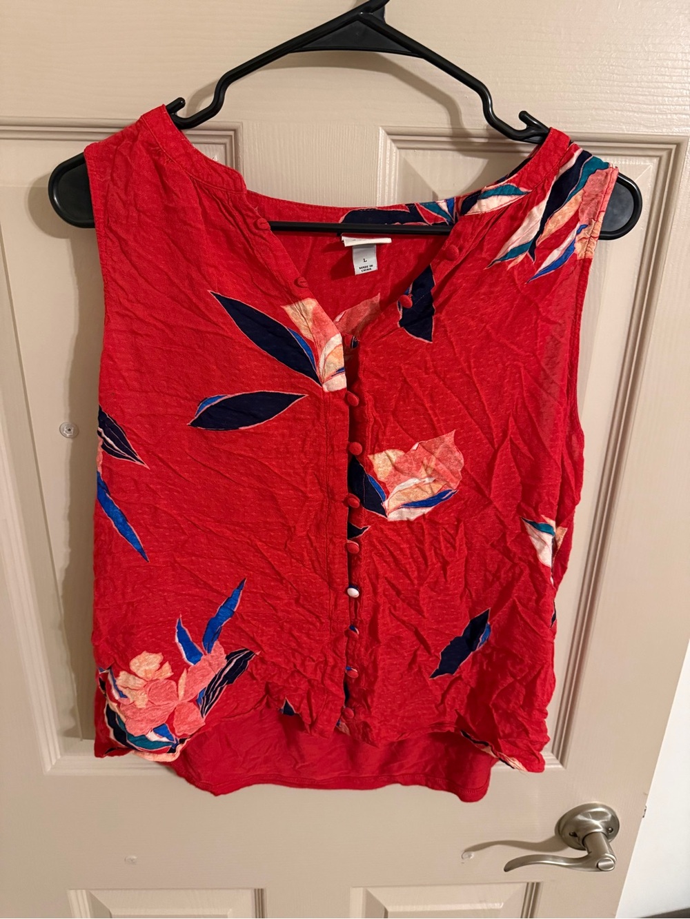 a new day Red Floral Button-Front Sleeveless Camisole